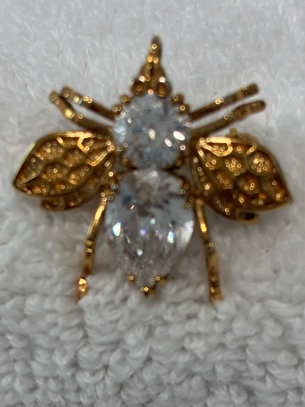 Gold Bee Crystal Brooch - Elegant Women's Jewelry